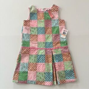 Vineyard Vines Girls 7 Pink Green Saylor Dress Patchwork Spring Summer Easter